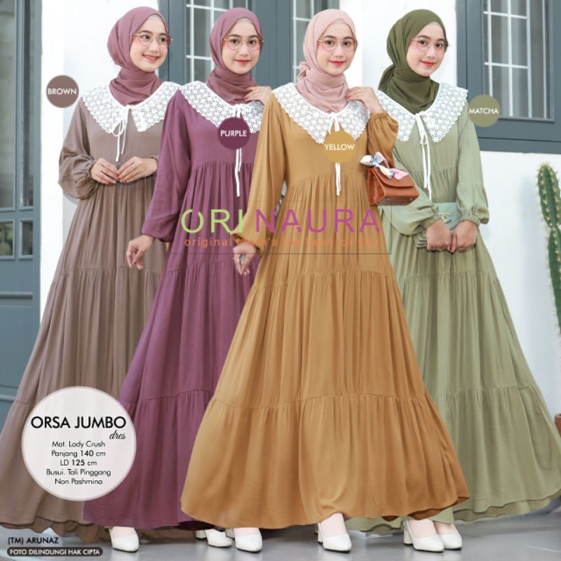 Gamis Wanita Orsa Jumbo Dres // Azora Midi Dres // Roita Dres By Ori Naura