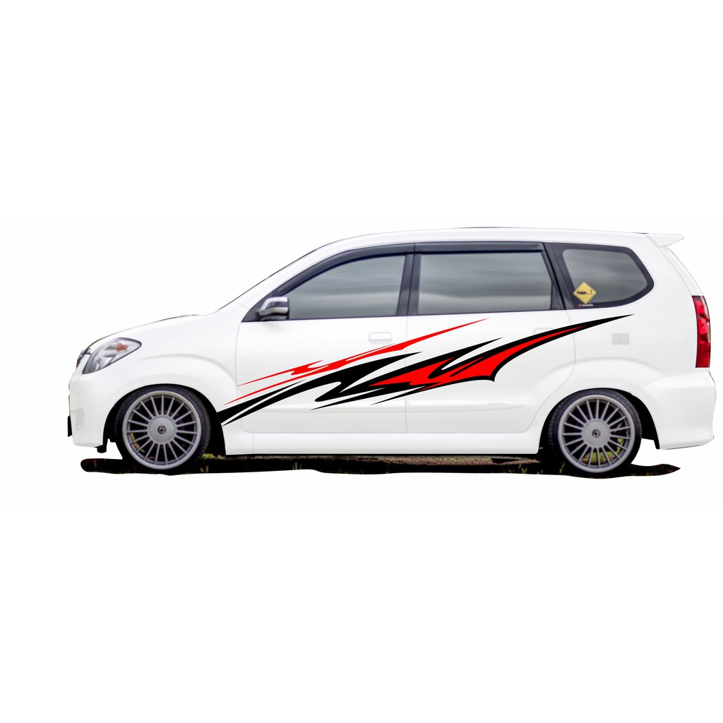 Jual STIKER MOBIL AVANZA PUTIH DENGAN DESAIN SIMPEL WARNA MERAH KOMBINASI HITAM Indonesia Shopee Indonesia