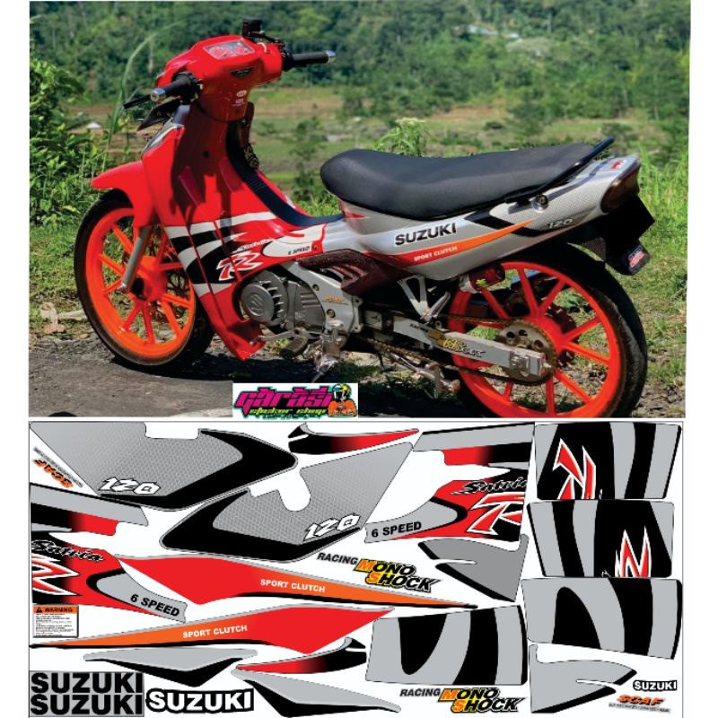 striping satria r 120 merah silver 2002
