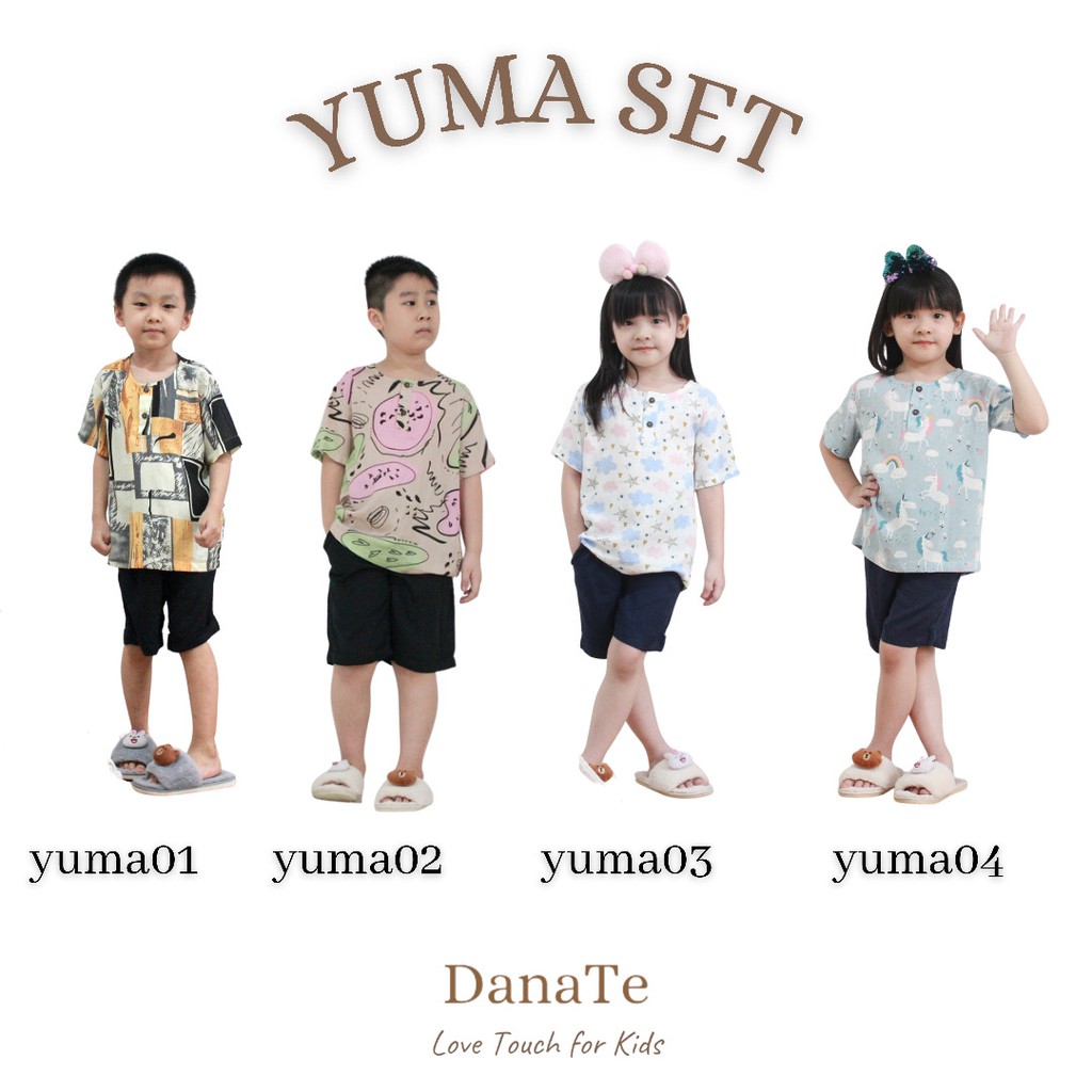 Setelan Rayon Anak Unisex 6 8 10 12 14 tahun Danate Yuma Set / Setelan Pendek Anak / Setelan Rayon P