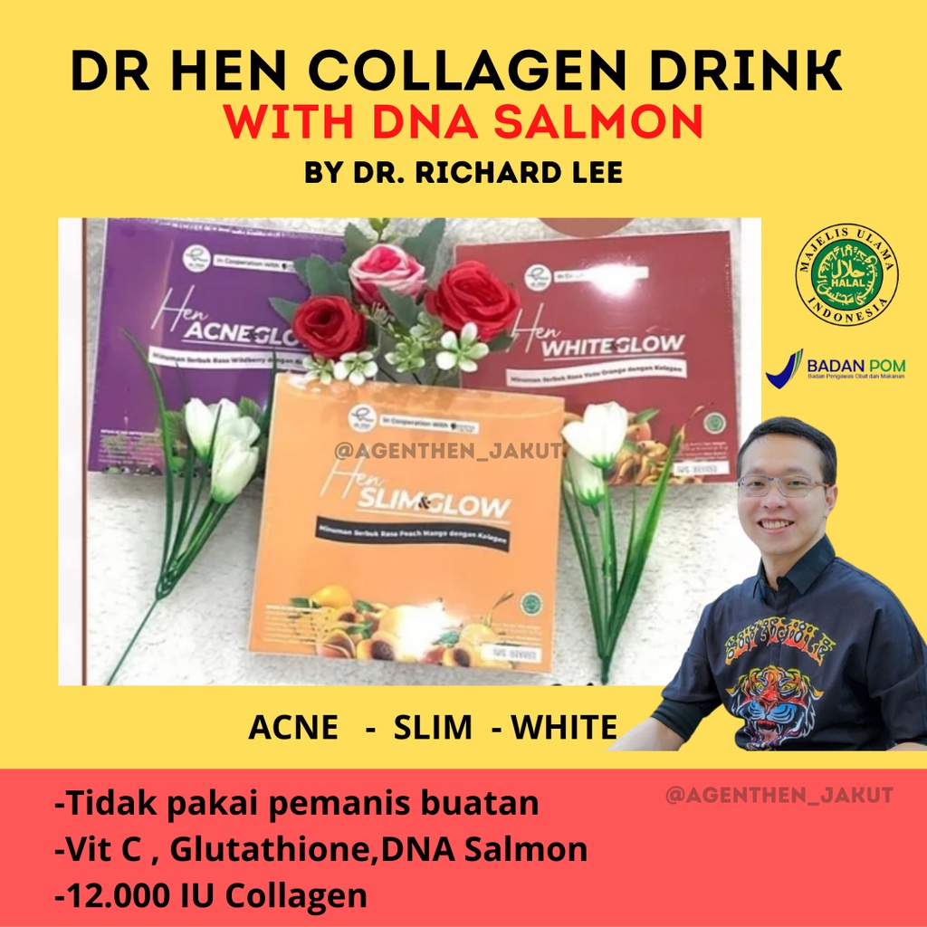 DR HEN MINUMAN COLLAGEN DRINK / SLIM / GLOW  DNA SALMON DR RICHARD LEE (PELANGSING/ MINUMAN FIBER / 