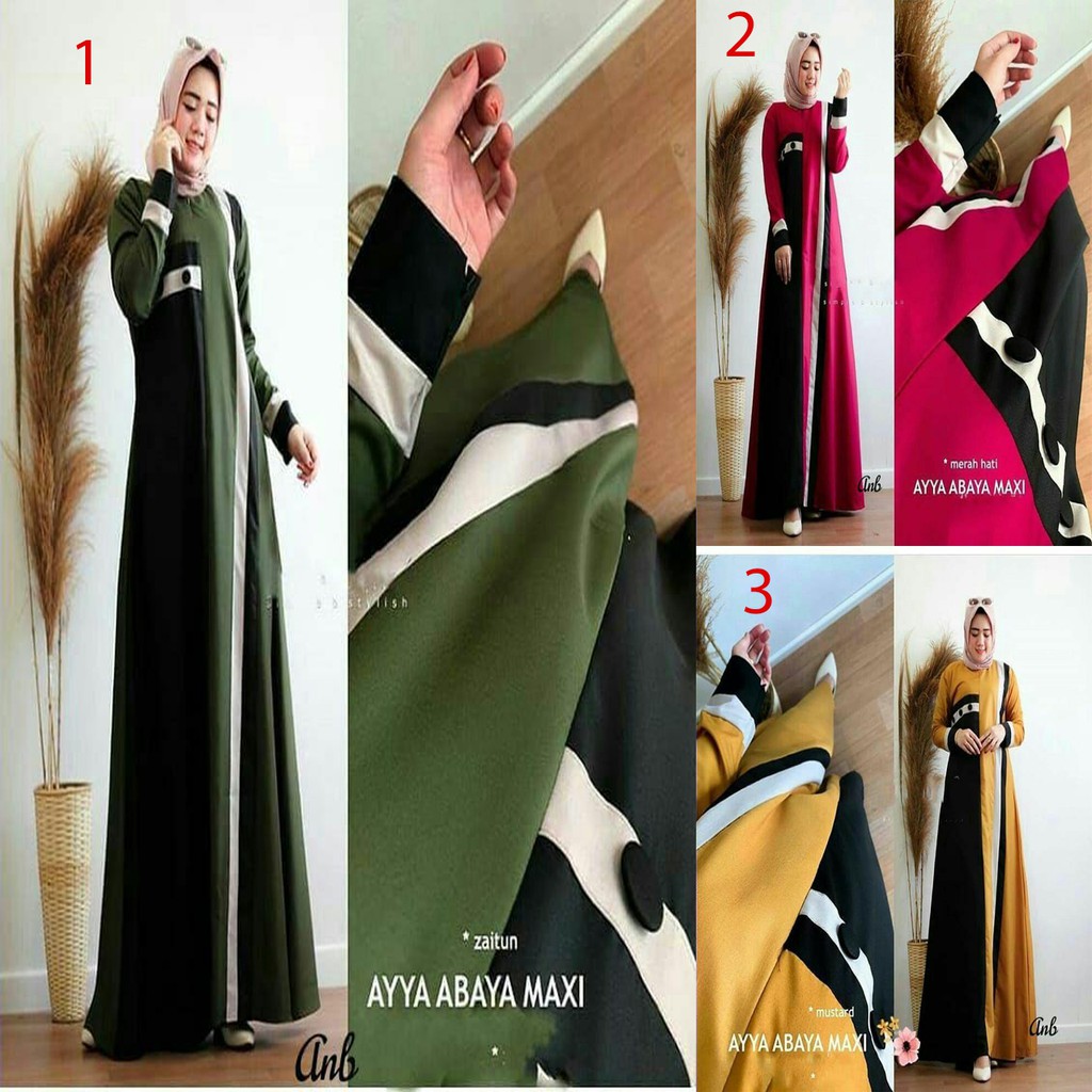 Gamis Kombinasi  Gamis Syar'i Mewah Tapi Murah Bahan Moscepe Halus Adem Di Pakai  NO hijab