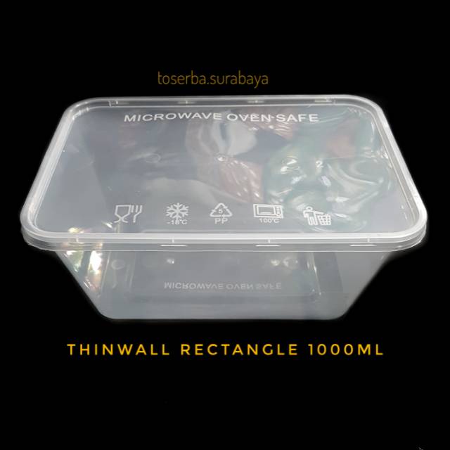 Thinwall Rect 1000ml / Mika Thinwall Kotak / Cup Rectangle FOODGRADE (Per Slop)