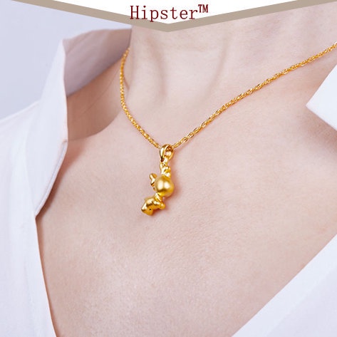 Kalung Rantai Dengan Liontin Rusa Natal 3D Warna Emas Untuk Wanita M3068