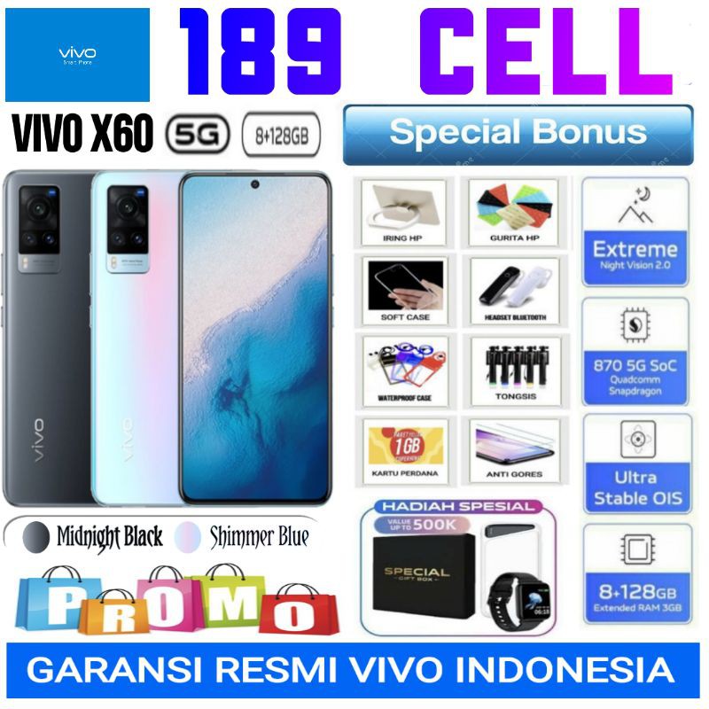 VIVO X60 5G RAM 8/128 GB | V23 5G 8/128 | X50 8/128 GB GARANSI RESMI VIVO INDONESIA