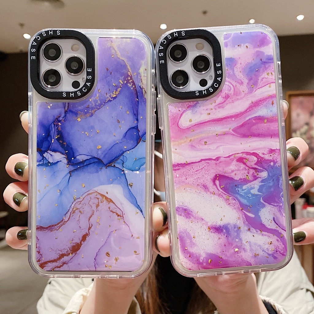 Case Pelindung Shockproof Motif Marmer Bening Untuk iphone 13 12 Pro Max X XR XS Max 6 7 8 Plus