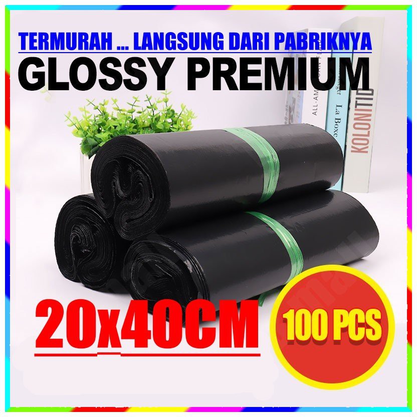 20x40 CM PLASTIK PACKING POLYMAILER PE BUNGKUS BARANG OLSHOP ONLINE SHOP KANTONG PLASTIK HITAM