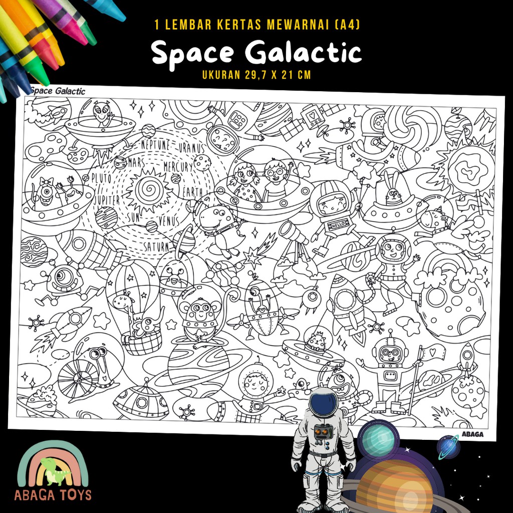 (Min Order 10Pcs) Kertas Gambar Mewarnai A4 - Latih Imajinasi, Kreativitas, Eksplorasi Warna (Coloring Page)-4