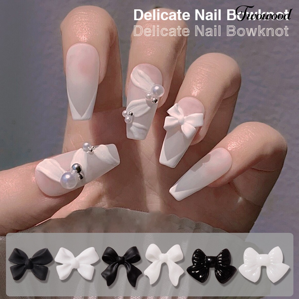 Twowood 50Pcs / Set Ornamen Pita Mini 3D Untuk Dekorasi Nail Art