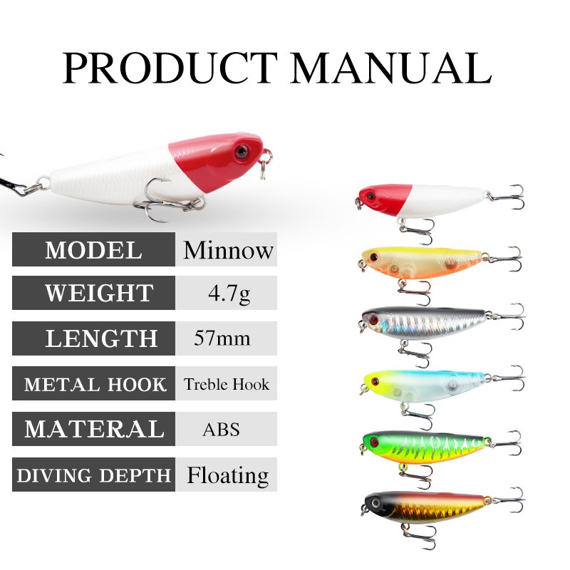 SYFishing 1Pcs New 50F Pencil Minnow Umpan Pancing 5cm/5g Swimbait Fishing Lure Replica DW62 Floating Ikan Wobber Pensil kecil Bait Memancing Peralatan