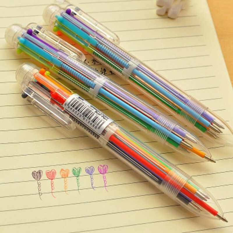 1Pc 6 in 1 Pulpen Warna Warni Pelangi untuk Pelajar / Kantor