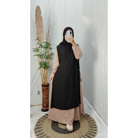 gamis set outer zalfa shakila mix ceruty termurah terbaru pakaian wanita muslim syari babydoll