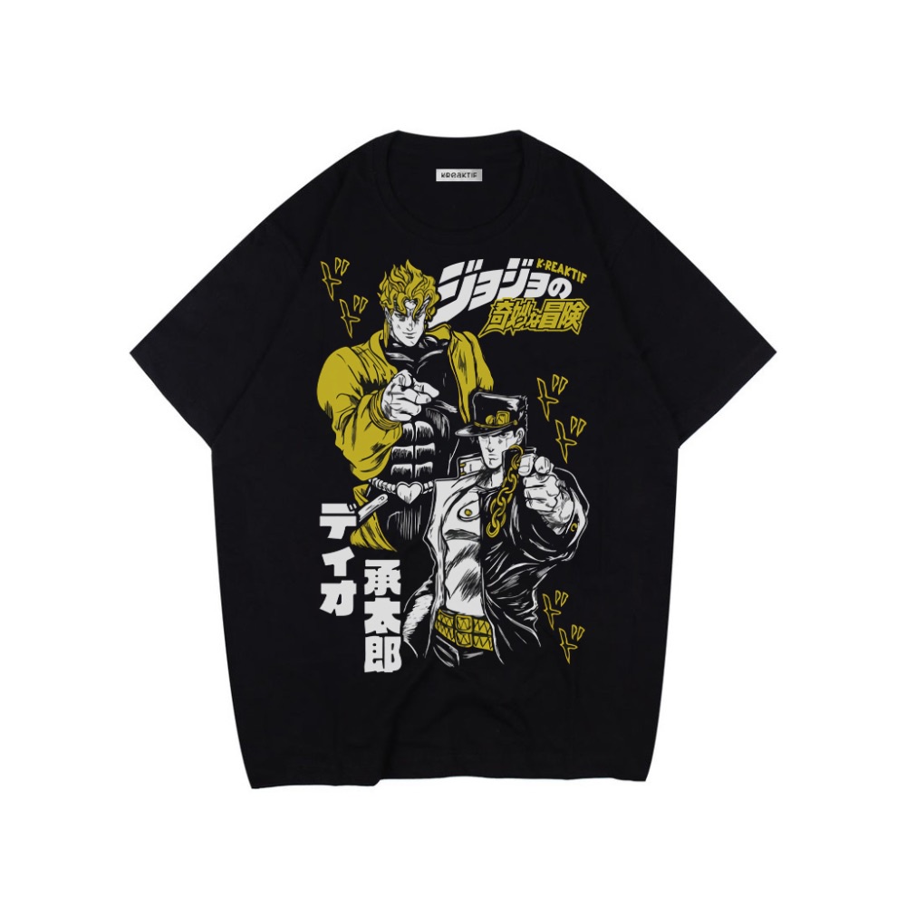 KREAKTIF T-Shirt Jojo Jotarou X Dio Black Unisex - Kaos Anime JJBA Jojo's Bizarre Adventure