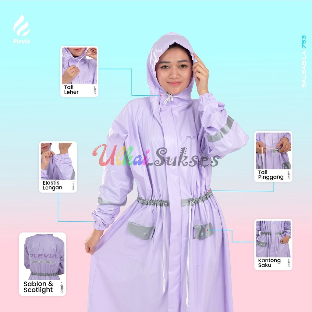 Plevia Jas Hujan Setelan Jaket Gamis Salsabila 753 Raincoat Dewasa Jaket Wanita Paling Dicari Murah Laris Bagus Anti Tembus Air