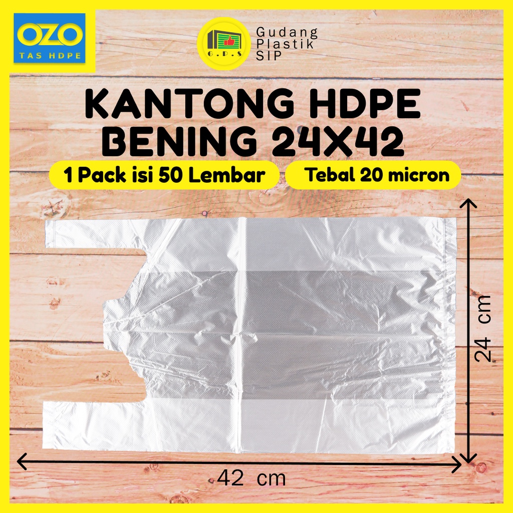 Kantong Plastik Kresek Bening Tebal UK 24x42 HDPE