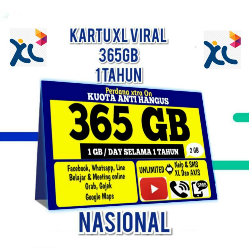 [ Bisα COD ] [ ORIGINAL ]Perdana XL 365 GB 1GB/1 Th UNL Tlp & sms Ke XL Dan AXIS