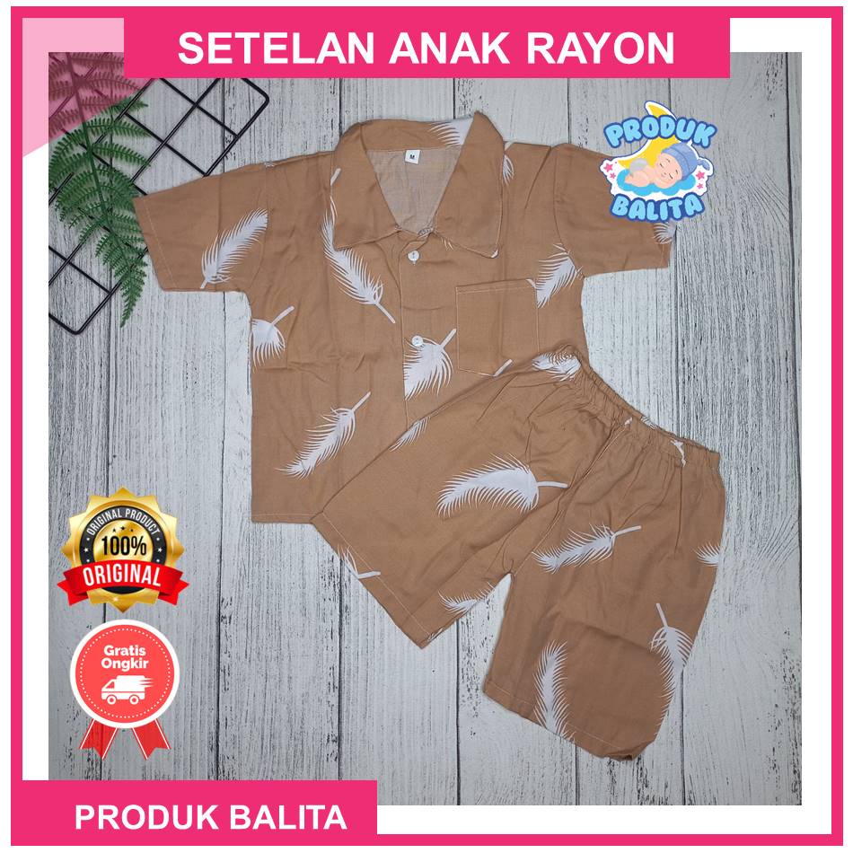 One Set Rayon Anak lak-laki Perempuan  Setelan Rayon Terlaris Usia 1-5 Tahun Terlaris