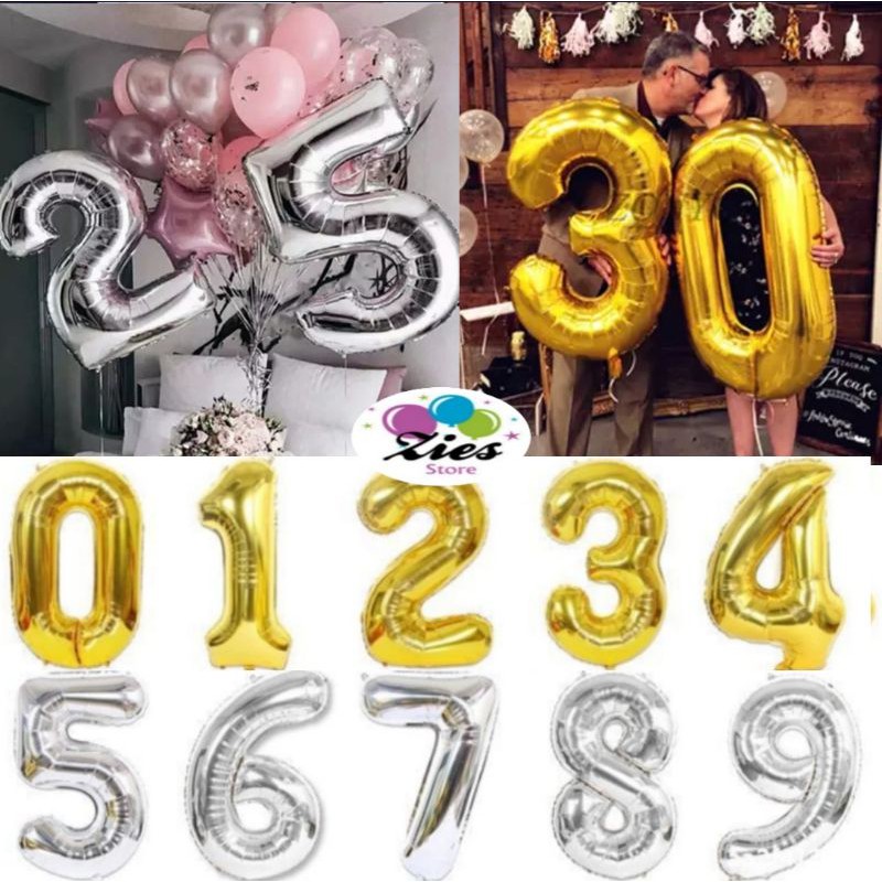 balon foil huruf / balon foil angka besar 80cm