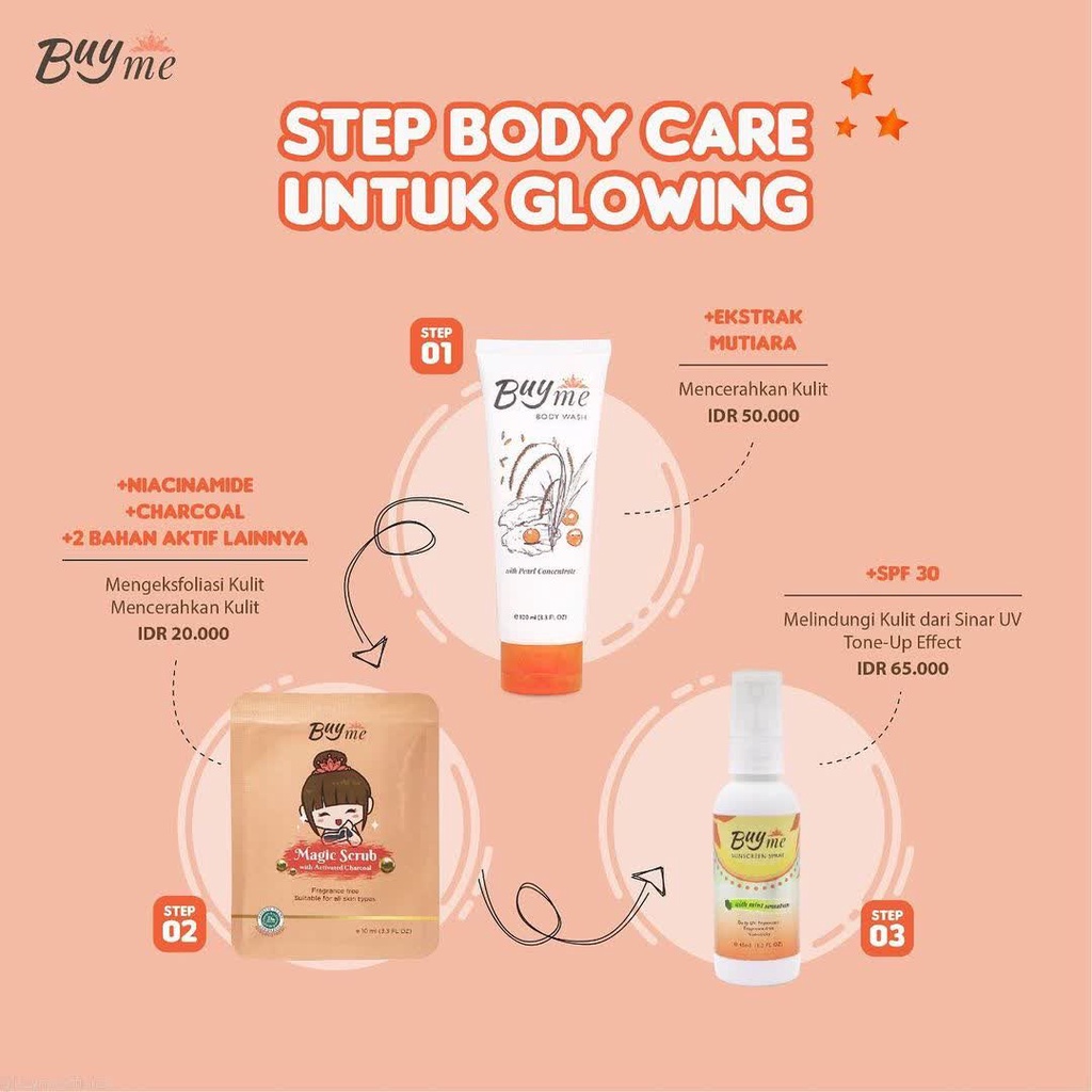 BUYME MAGIC SCRUB BODY WASH SUNSCREEN SPRAY MASKER LULUR HITAM BUY ME BY ME BYME BYMI BUYME CHARCOAL SCRUB BODY N FACIAL SCRUB BUYME SABUN MANDI LULUR HITAM PEMUTIH KULIT BADAN BUYME MURAH ORIGINAL FREE GIFT