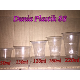 Isi 50pcs gelas  220ml 160ml 120ml plastik cup bening es 