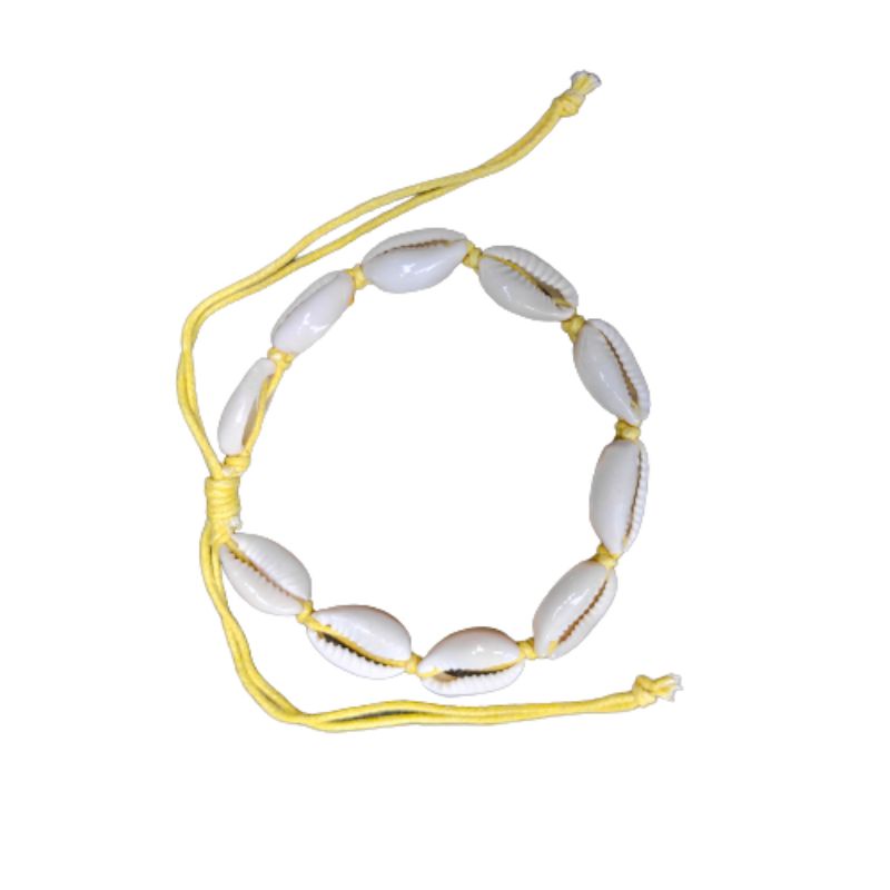 GELANG KERANG/GELANG KERANG LAUT/KERAJINAN KERANG/GELANG UNIK/SUPPLIER GELANG/SEASHELL BRACELET/CLAM-Kuning