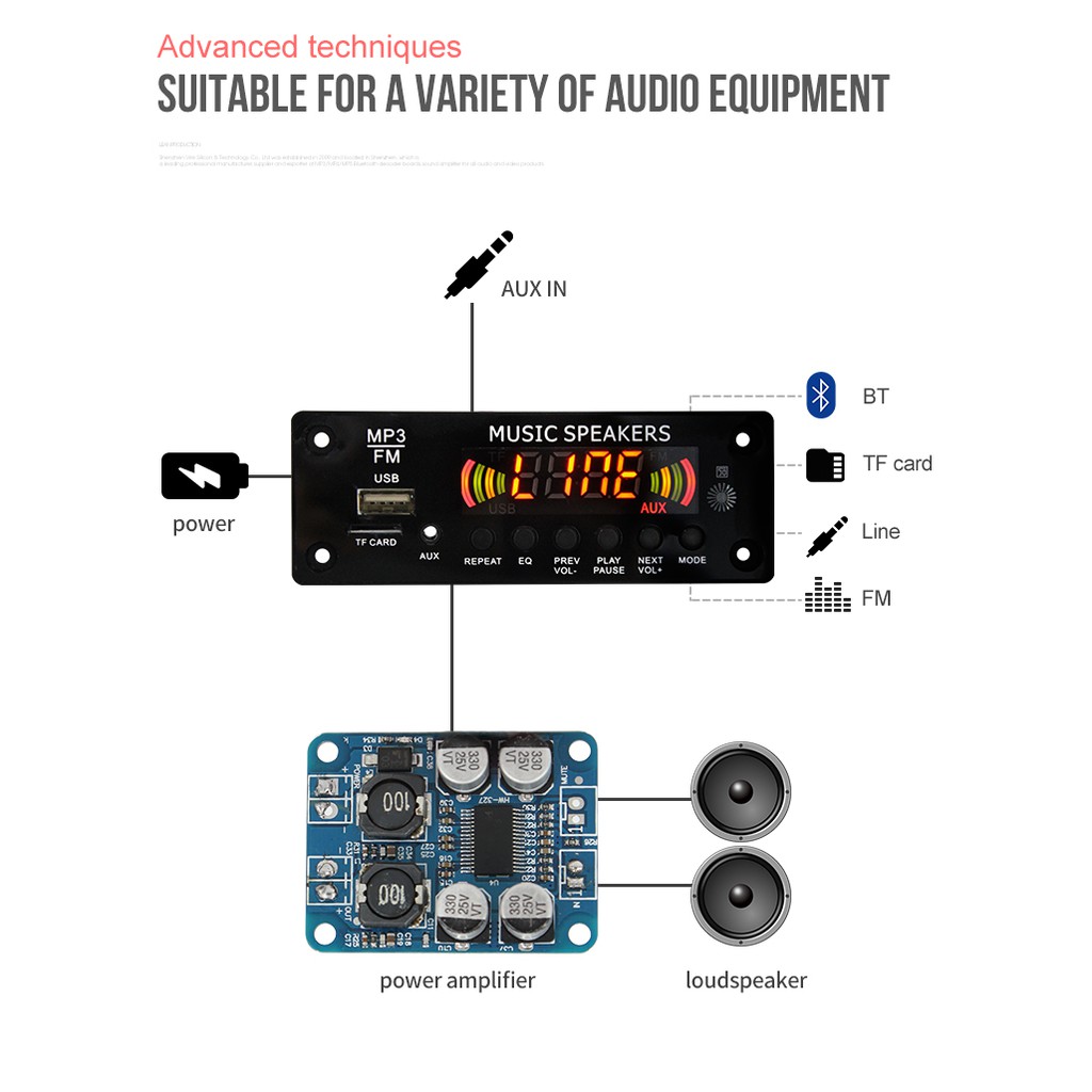 MP3 modul Bluetooth 12v Splash Screen 020