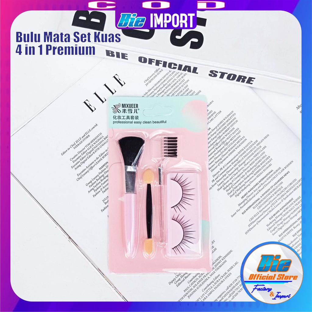 4 in 1 Bulu Mata Palsu Set Eyes Brush Make Up Premium Impor Best Seller