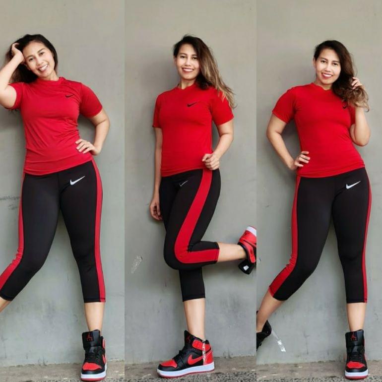 BISA COD Promo nike zumba set olahraga senam Diskon stelan olahraga wanita baju nike