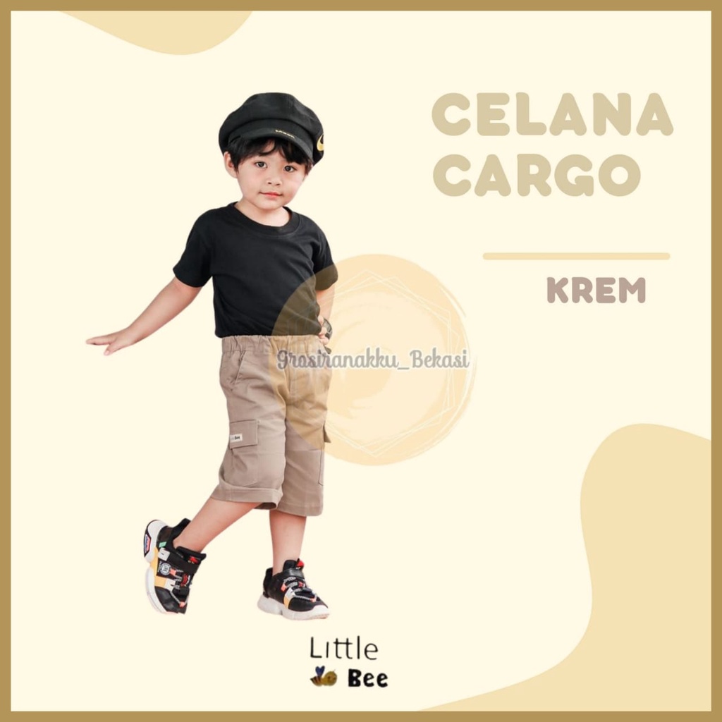 Celana Anak Cargo Pendek Littlebee Krem Size 1-5Tahun