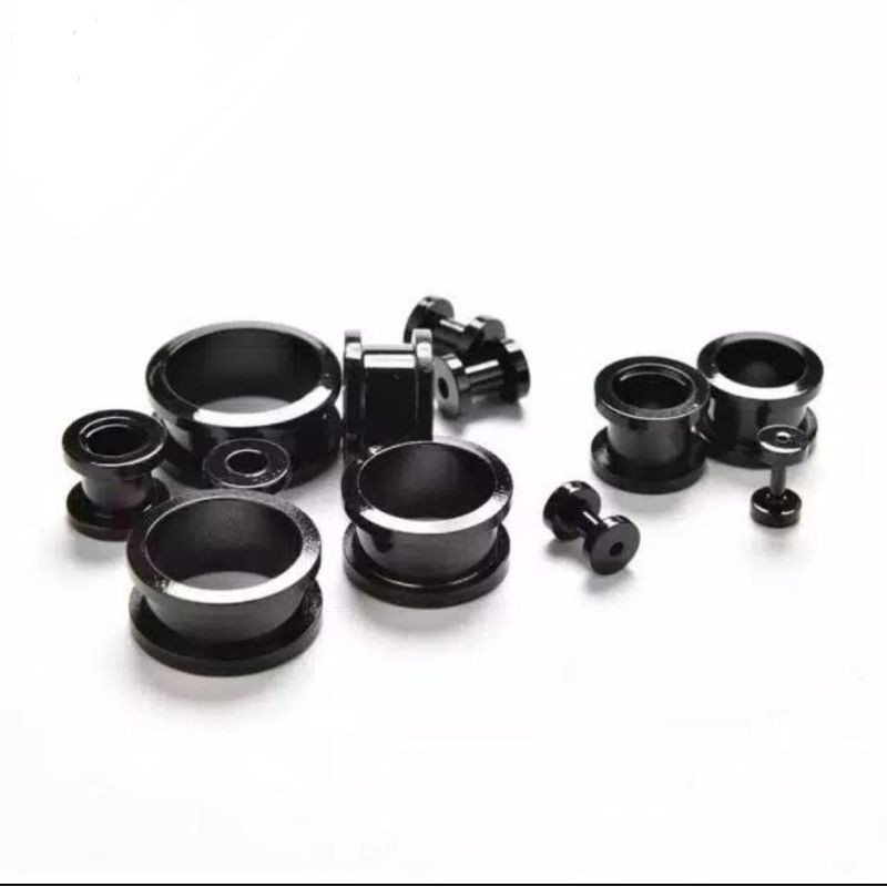 Tunnel black piercing piercing plastik ukuran 10mm sampai 22mm