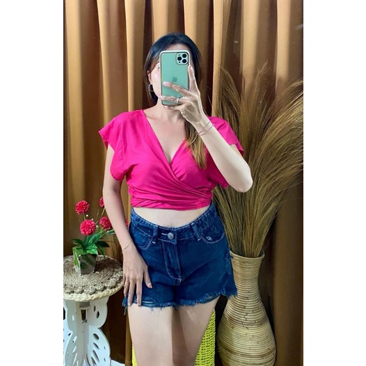 Atasan Kimono //Wrap top Crop//Atasan Wanita //Top Crop Rayon