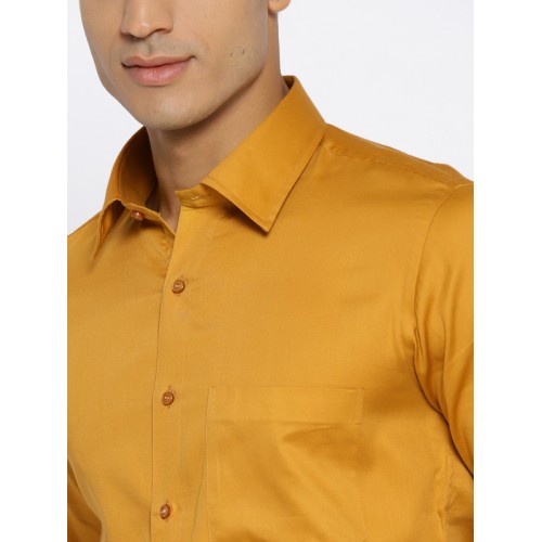 Lesta Langgeng Kemeja Formal Pria Standard Bahan Kain Katun Warna Mustard Polos Lengan Panjang