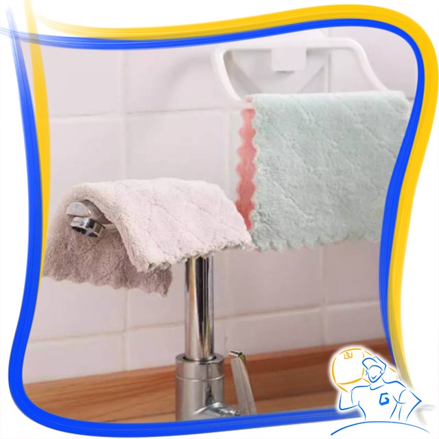 Dish Towel Kain Lap Meja Piring Gelas Serap Air Towel Microfiber Piring Meja Anti Minyak Serbaguna Bahan Coral Fleece Lap Pengering