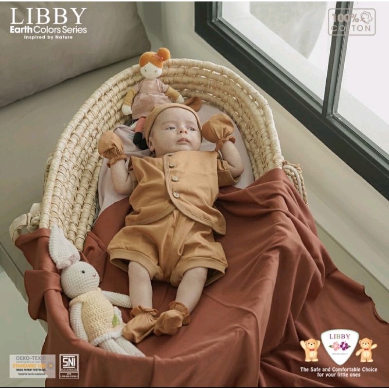 Libby Setelan Pendek Bayi Earth Colour Series Comfy Set 0-6 bulan