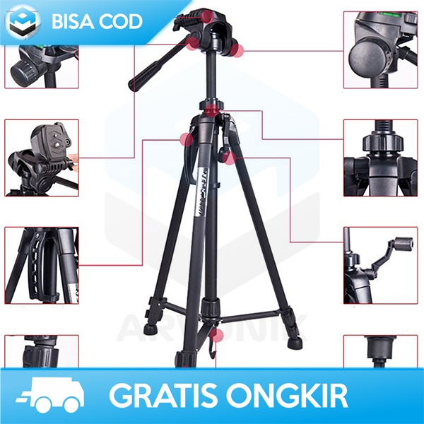 STAND TRIPOD LIGHTWEIGHT BY WEIFENG WT-3540 KOKOH SAMPAI 3 Kg PORTABLE