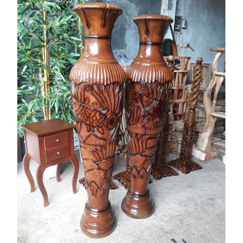 GUCI MOTIF IKAN JUMBO (Tinggi 150 cm) Bahan Kayu Jati