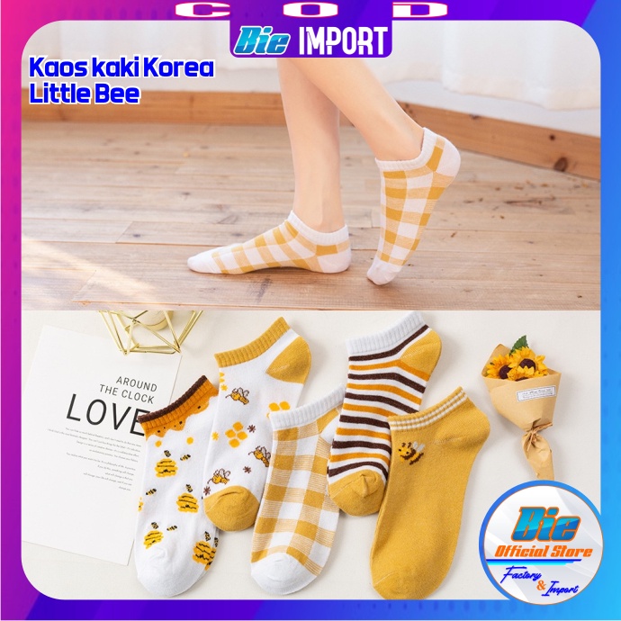 Kaos Kaki Korea Wanita Motif Little Bee Impor Best Seller