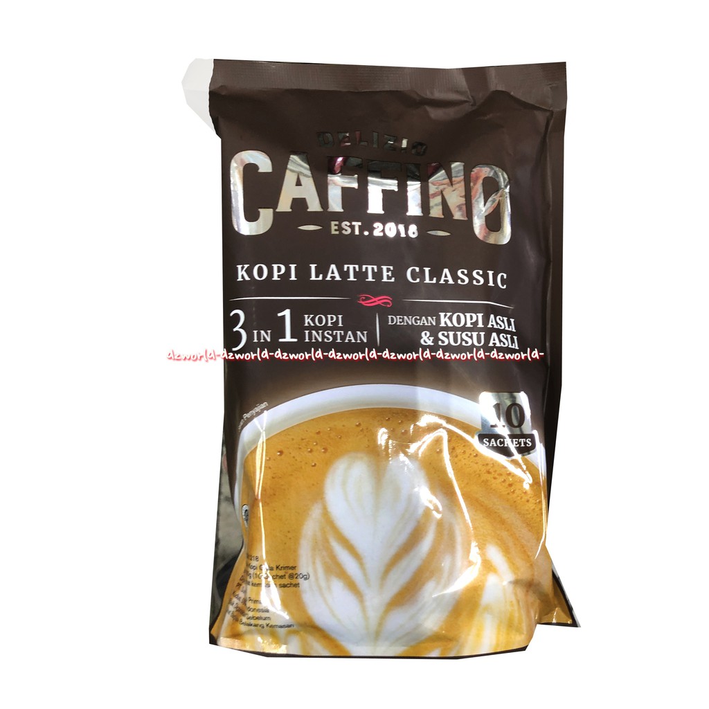 Delizio Caffino Kopi Latte Choco Hazelnut Mocca Classic 3in1 Kopi Instan Cokelat 10sachets Coffee