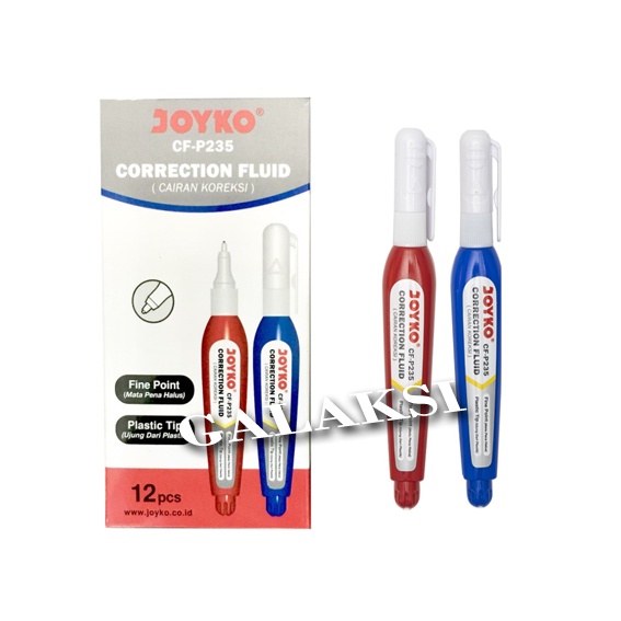 

[ BOX / 12 PCS ] Correction Fluid / Cairan Koreksi / Tip Ex Cair Joyko CF-P235