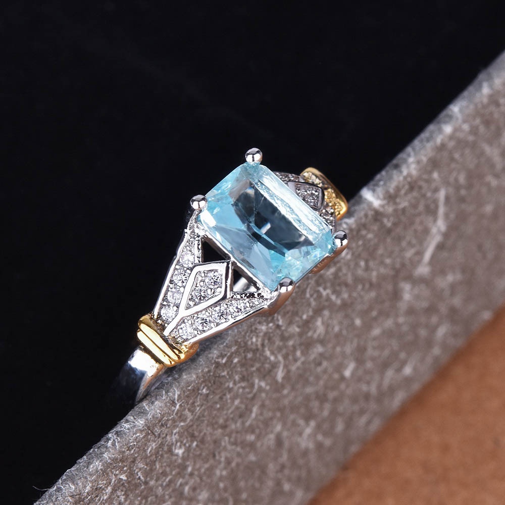 Cincin Gaya Berlian Perak 925 Wanita(Ungu/putih/biru/hijau)