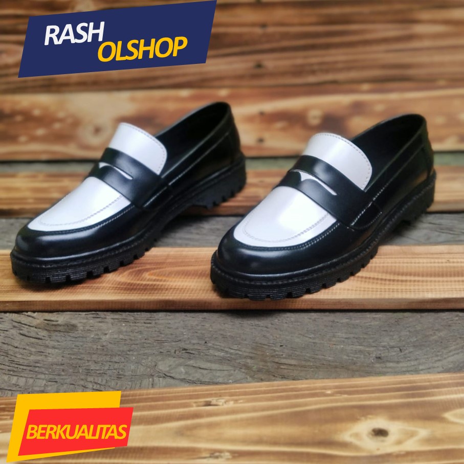 Sepatu Penny Loafer Original Land Brother Sepatu Dokmart Slip On hitam putih