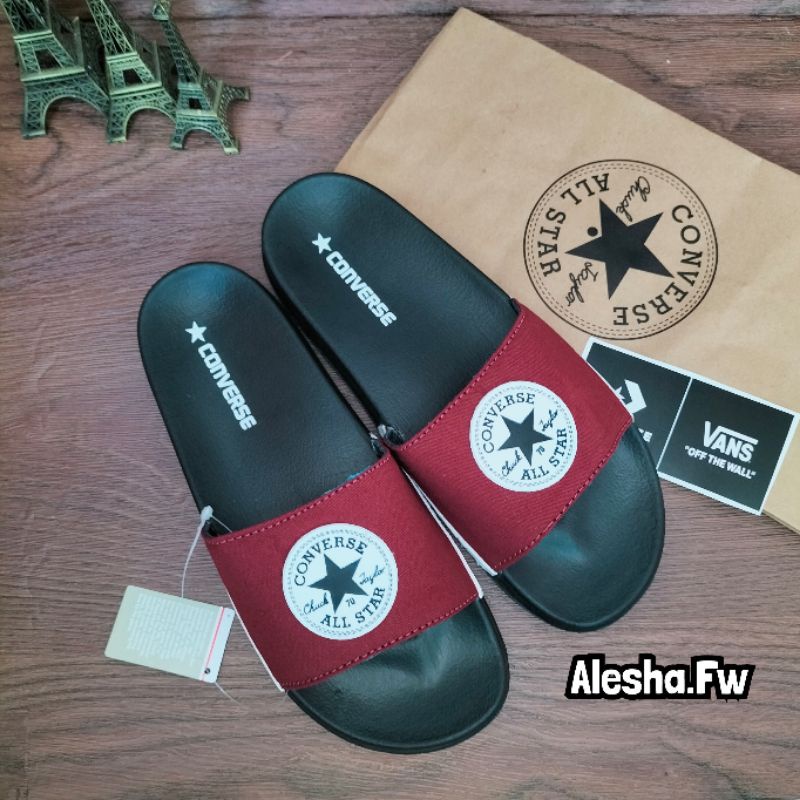 SANDAL SLIDE CONVERSE MAROON PREMIUM / SANDAL SLIDE CONVERSE MERAH MARUN /SENDAL SLOP TERLARIS /Sendal TERMURAH