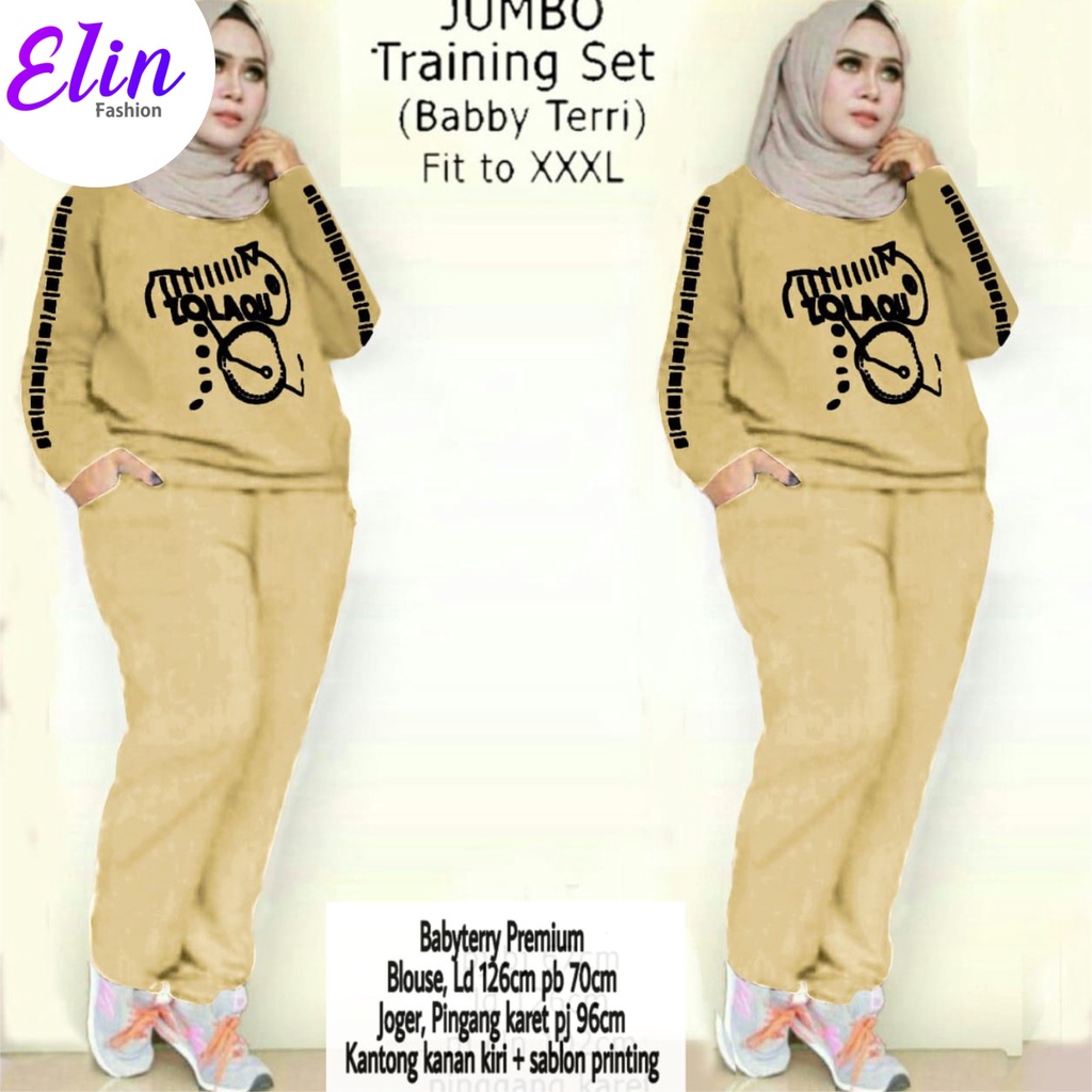 Baju Setelan Muslim - Setelan Panjang Olahraga Jumbo Wanita - Setelan Training Wanita Jumbo