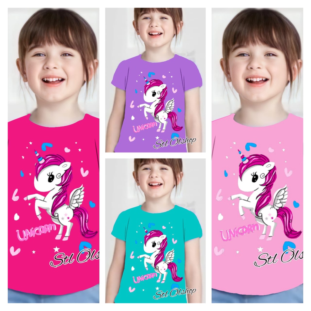 Kaos atasan unicorn anak perempuan 1-10 Tahun