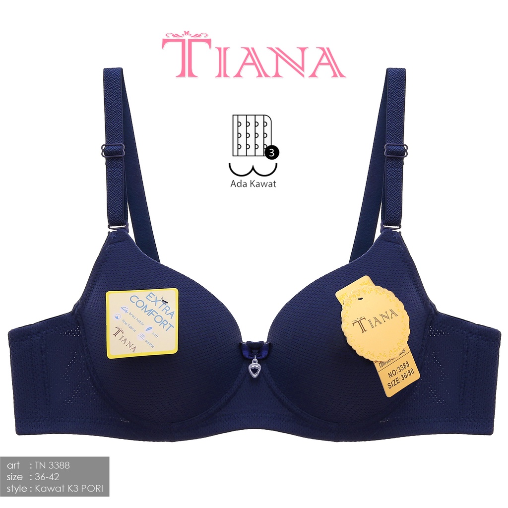 TIANA | Push Up Bra Kawat Berpori (BREATHABLE) Kait 3 / CUP BESAR / art TN 3388