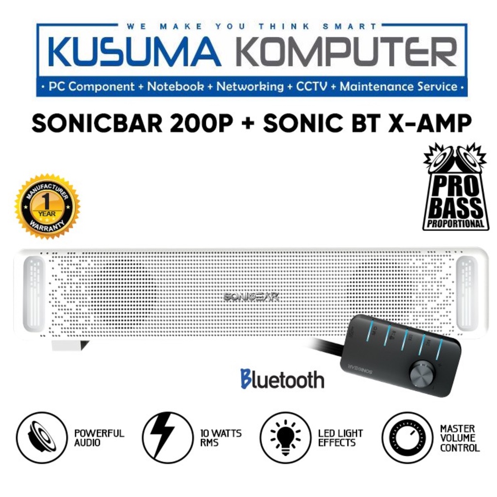 SonicGear 200P Passive SoundBar Speaker with Brilliant Light Effect, Bluetooth