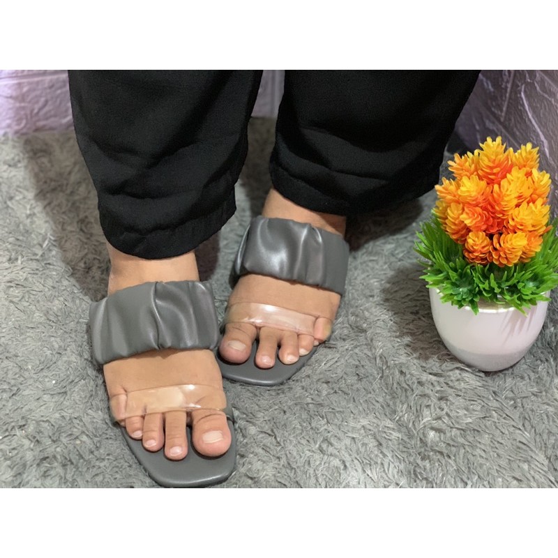 sendal purple heels kaca