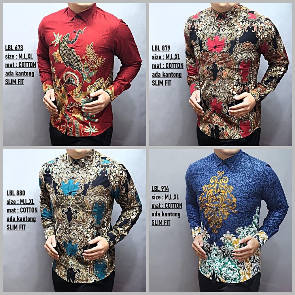 Jual Kemeja Batik Pria Slim Fit Baju Batik Pria Slim Fit Shopee Indonesia