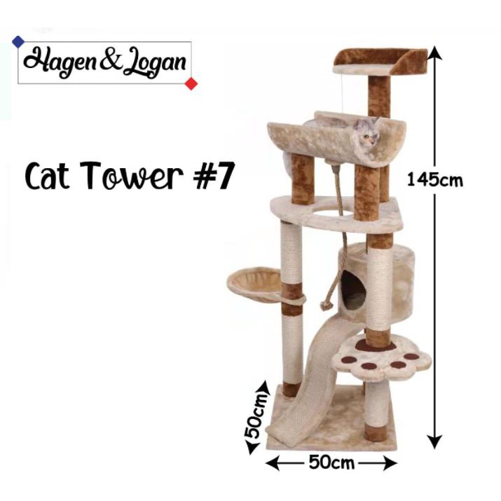 Cat Tower 7 Rumah Tingkat Kucing Garukan Tempat Main Hammock Home