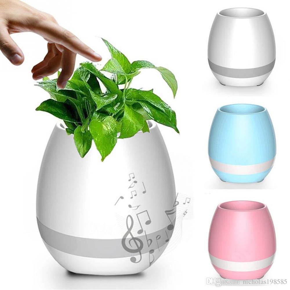 Smart Creative Music Touch Sensitive Flower Pot Vase Bluetooth Audio Speaker with 7 Colors Mood